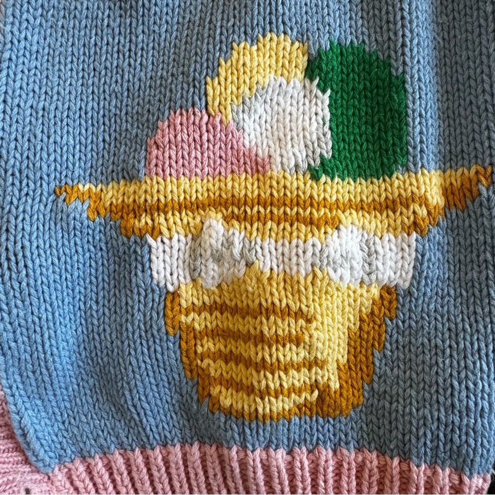 Alexandra Bartlett size LARGE Easter Sweater cardigan Pink bunny eggs Vintage - Picture 9 of 16